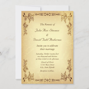 Convite Casamento de Papel Vintage Retro