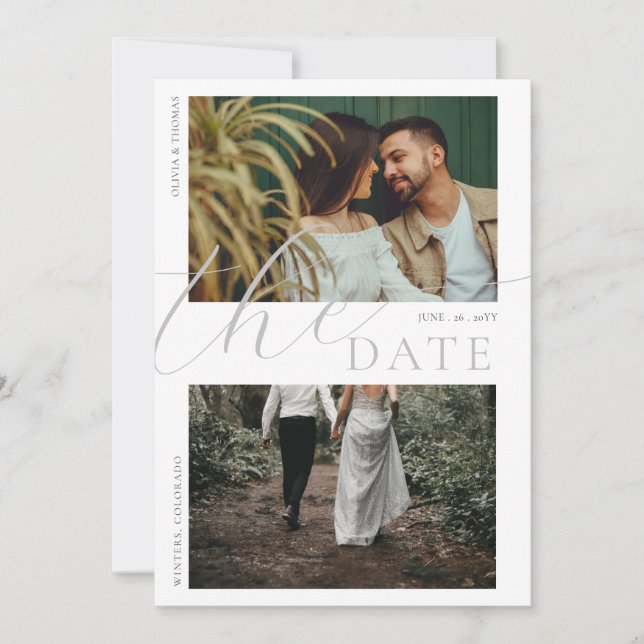 Convite Casamento de Papoula de Montanha Floral 2 Fotos Sa (Frente)