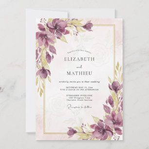 Convite Casamento de Papoula Lavanda Roxa
