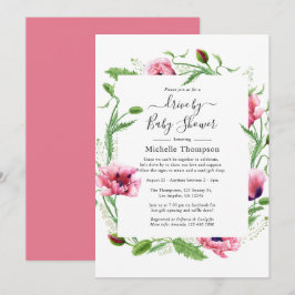 Convite Casamento de Papoulas Rosa Aquarela