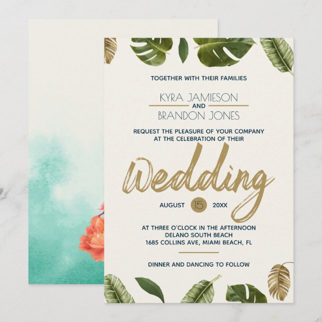 Convite Casamento de Paraíso Exótico (Frente/Verso)