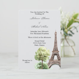 Convite Casamento de Paris da Torre Eiffel da cinza