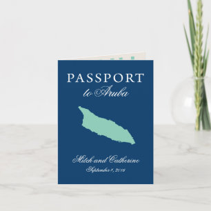 Convite Casamento de Passaporte Aruba com Árvore Divi