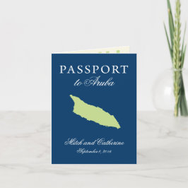Convite Casamento de Passaporte Aruba com Árvore Divi