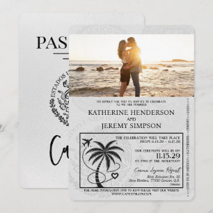 Convite Casamento de Passaporte de Cancún Branco