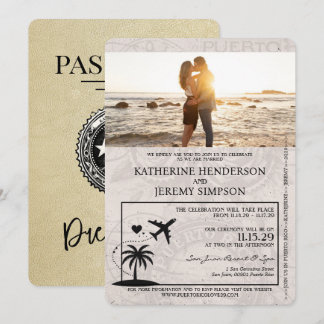 Convite Casamento de Passaporte de Champanhe Porto Rico