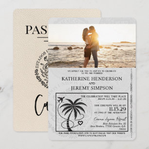 Convite Casamento de Passaporte de Ivory Cancun