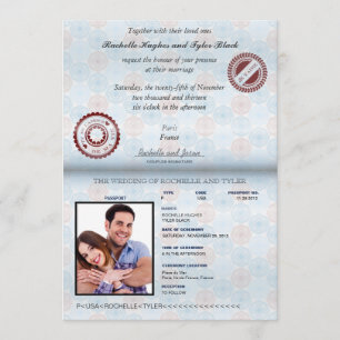 Convite Casamento de Passaporte francês (renderizado sem 