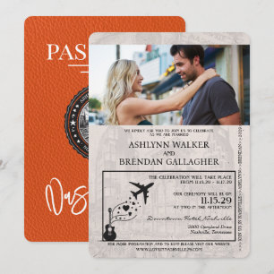Convite Casamento de Passaporte Orange Nashville