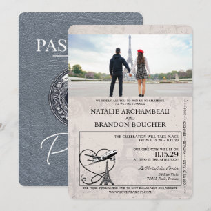Convite Casamento de Passaporte Silver Paris