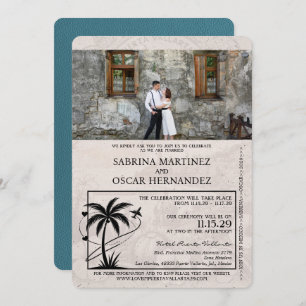 Convite Casamento de Passaporte Teal Puerta Vallarta