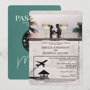 Convite Casamento de Passaporte Turquoise Maldives