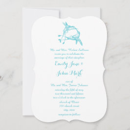 Convite Casamento de Pássaro de Amor com Beijo Azul Radiân