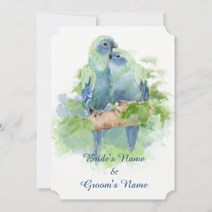 Convite Casamento de Pássaro Tropical Papagaio Azul Aquare