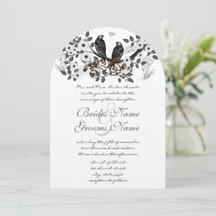 Convite Casamento de Pássaros Amorais da Floresta Encantad