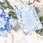 Convite Casamento de Pássaros Brancos Azuis, Peony Chinois<br><div class="desc">Esta design de inspiração chinesa apresenta elegantes florais botânicos,  aves e verde em azul e branco delft. Personalize o convite com seus detalhes e se quiser reorganizar o estilo e posicionamento do texto,  pressione o botão "Clique para personalizar mais".</div>