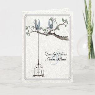 Convite Casamento de Pássaros de Amor Cottagecore Vintage