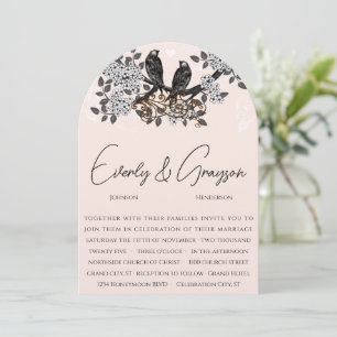Convite Casamento de Pássaros de Amor do Pomar Vintage