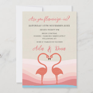 Convite Casamento de Pássaros de Amor Flamingo Divertido