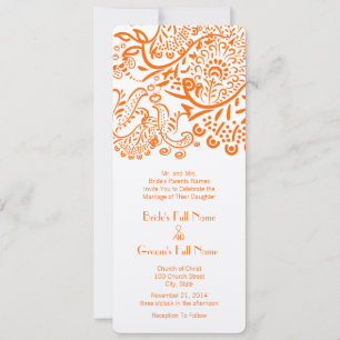 Convite Casamento de Pássaros de Amor Laranja Coral