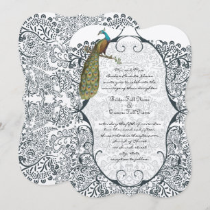 Convite Casamento de Pássaros de Pássaros com Peacock mari