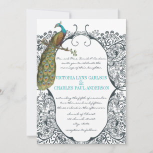Convite Casamento de Pássaros de Pássaros com Peacock mari