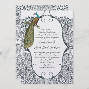 Convite Casamento de Pássaros de Pássaros com Peacock mari