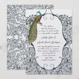 Convite Casamento de Pássaros de Pássaros com Peacock mari