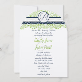 Convite Casamento de Pássaros do Amor Verde e Cinza da Mar