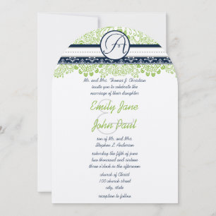 Convite Casamento de Pássaros do Amor Verde Maçã Marinho C