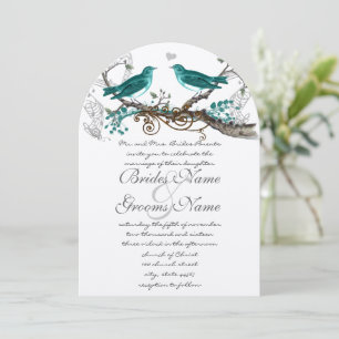Convite Casamento de Pássaros Vintage Azul Turquesa extra 