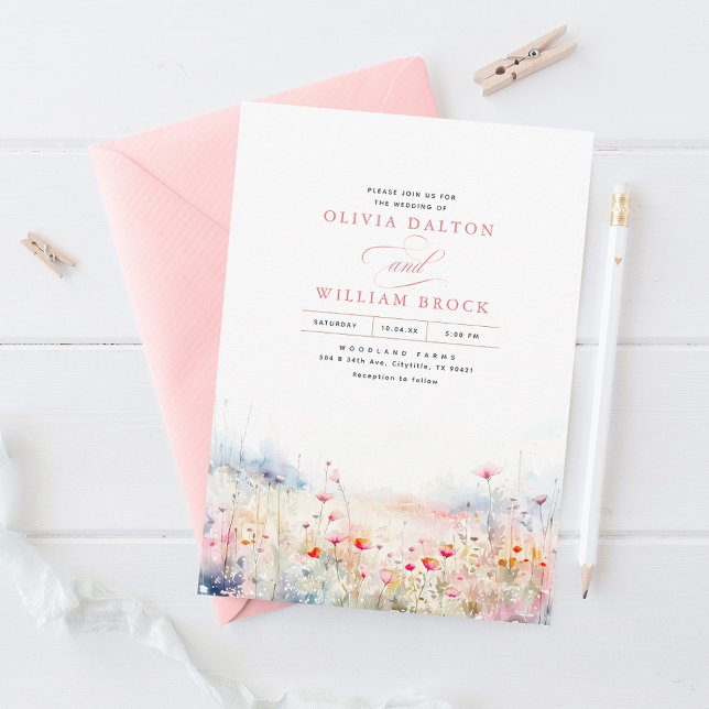 Convite Casamento de Pastel Boho de Meadow Soft Pastel (Criador carregado)