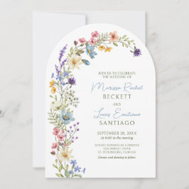 Convite Casamento de Pastel Delicate Wildflower