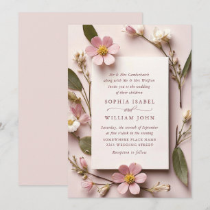 Convite Casamento de Pastel Pink Blush Bohemian Selvagens
