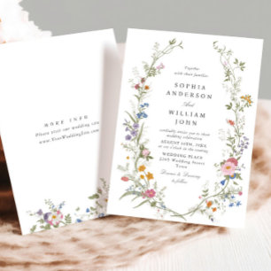 Convite Casamento de Pastel Pink Bohemian Floral Wildflowe