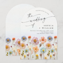 Convite Casamento de Pastel Pink Boho Wildflower