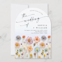 Convite Casamento de Pastel Pink Boho Wildflower