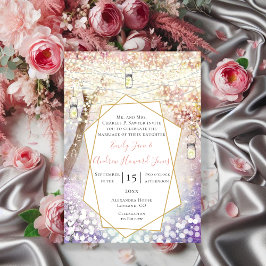 Convite Casamento de Pastel Púrpura Púrpura Azul Fada Verd
