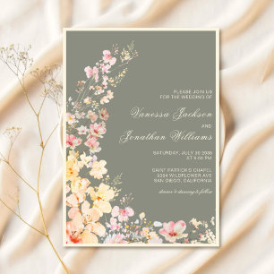 Convite Casamento de Pastel Selvagens Verde