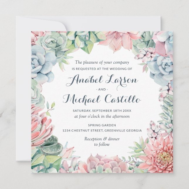 Convite Casamento de Pastel Watercolor (Frente)