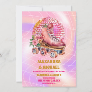 Convite Casamento de Patinação sobre Rodas Groovy Retro