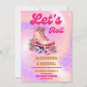 Convite Casamento de Patinação sobre Rodas Groovy Retro