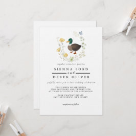 Convite Casamento de Pato-real com Flor Silvestre