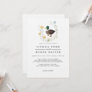 Convite Casamento de Pato-real com Flor Silvestre