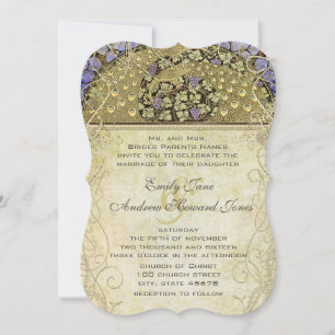 Convite Casamento de Pavão Art Nouveau