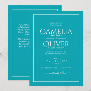 Convite Casamento de Pavão Azul de Pavão Azul-MONOCROME