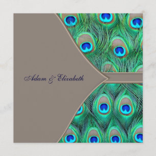 Convite Casamento de Pavão Azul e Marrom