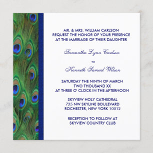 Convite Casamento de Pavão Azul Royal Verde Esmeralda