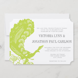 Convite Casamento de Pavão Verde Maçã
