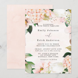 Convite Casamento de Peach e Cream Hydrangeas Tulip